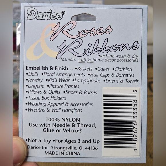 NWT Darice 1" Ribbon Roses Burgundy & Green Set of 6 Packs 48 count - Picture 3 of 3